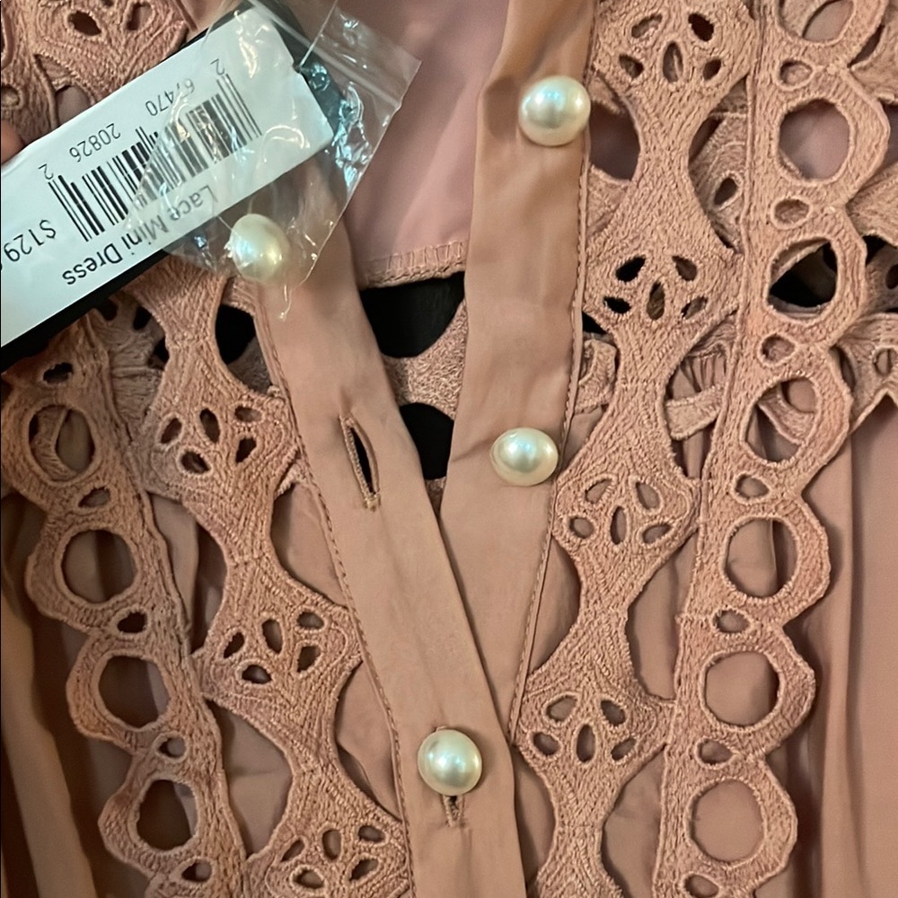 Ina Pink Tiered Tie Front Sundress with Bishop Sleeves - Picture 4 of 4